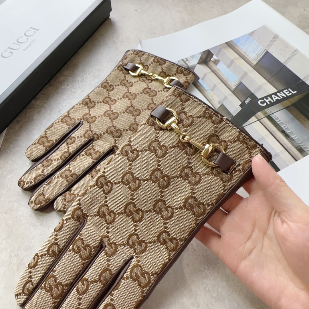 [TOP] GUCCI Ladies New High-end Sheepskin Gloves