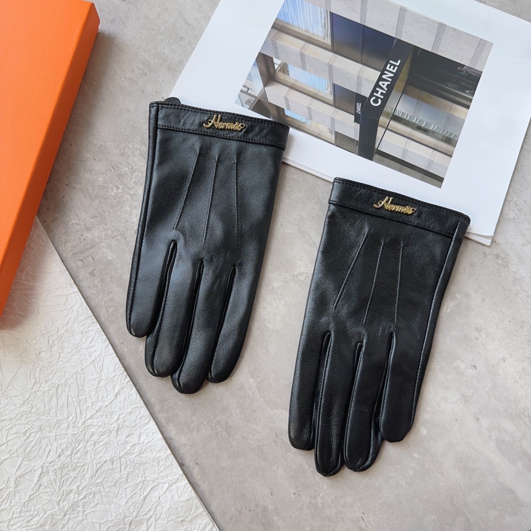 [TOP] HERMES Men's New Sheepskin Gloves