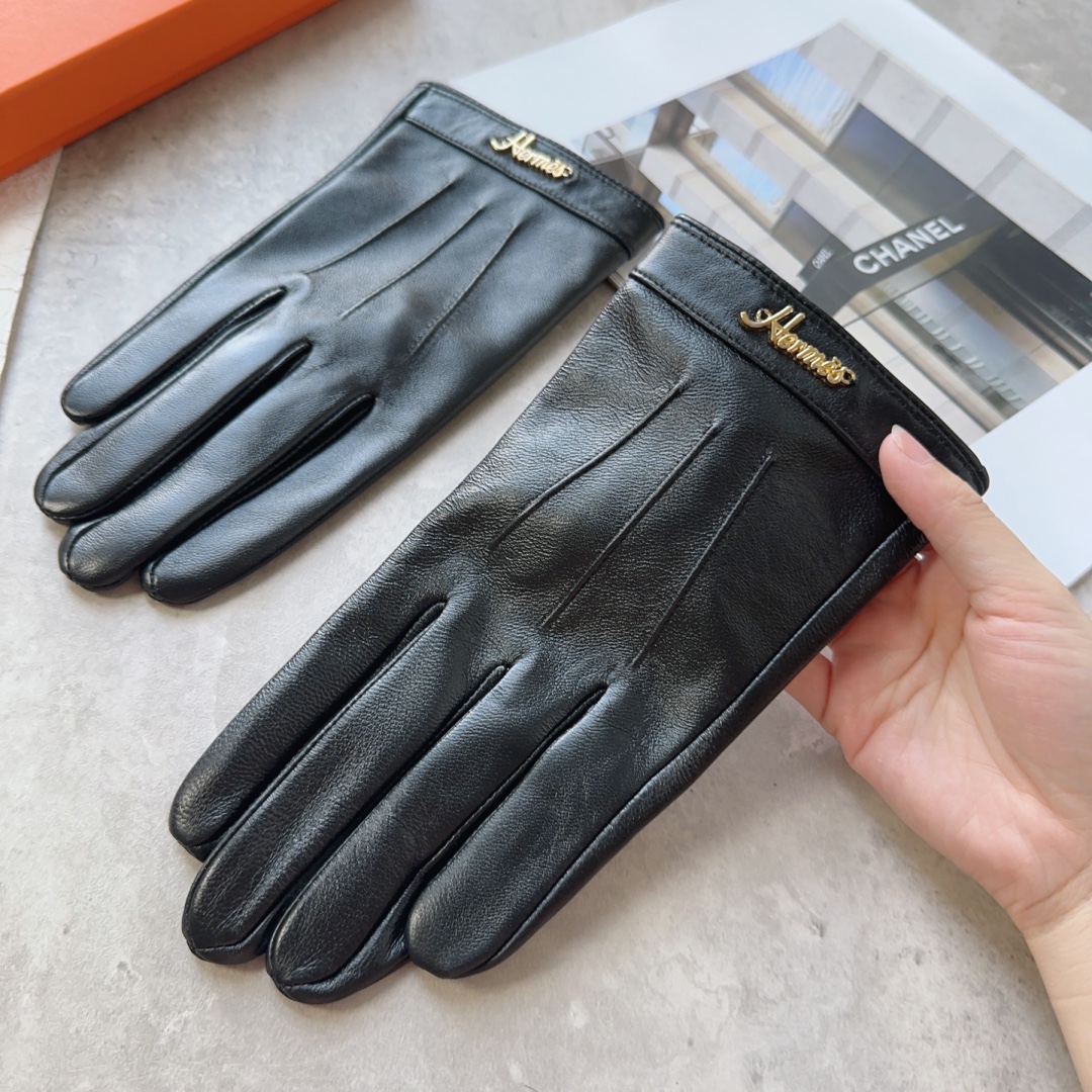 [TOP] HERMES Men's New Sheepskin Gloves