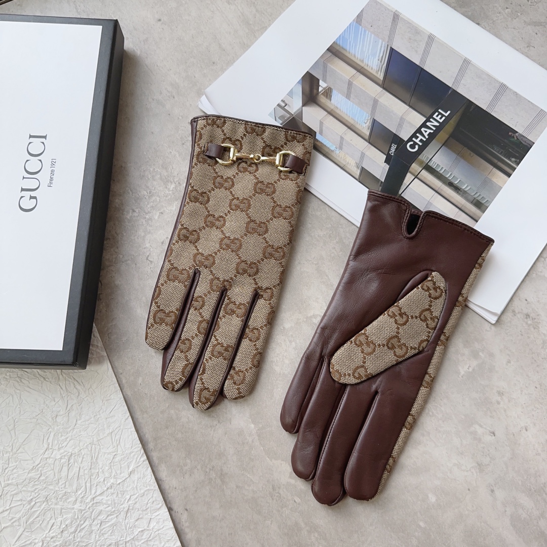 [TOP] GUCCI Ladies New High-end Sheepskin Gloves