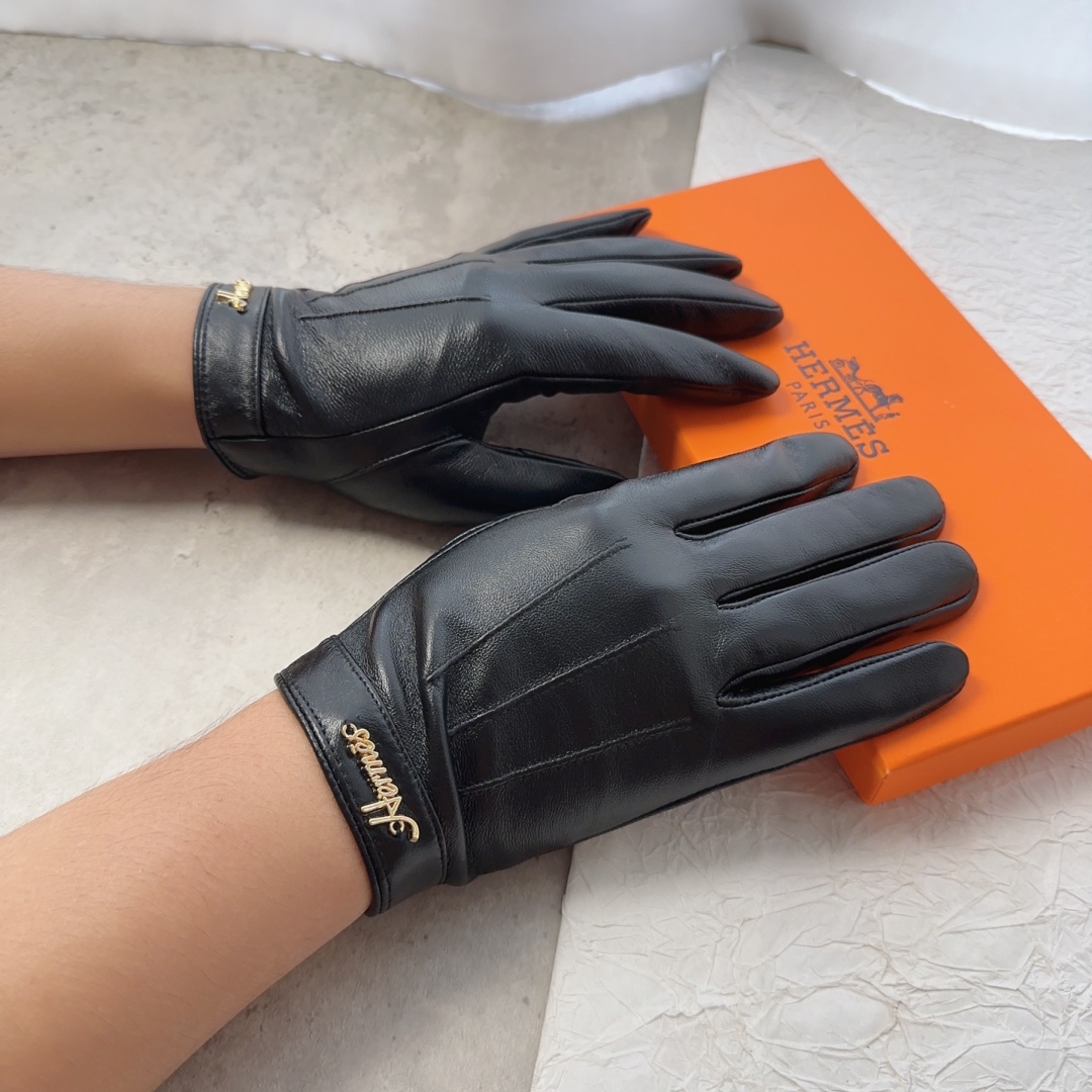 [TOP] HERMES Men's New Sheepskin Gloves