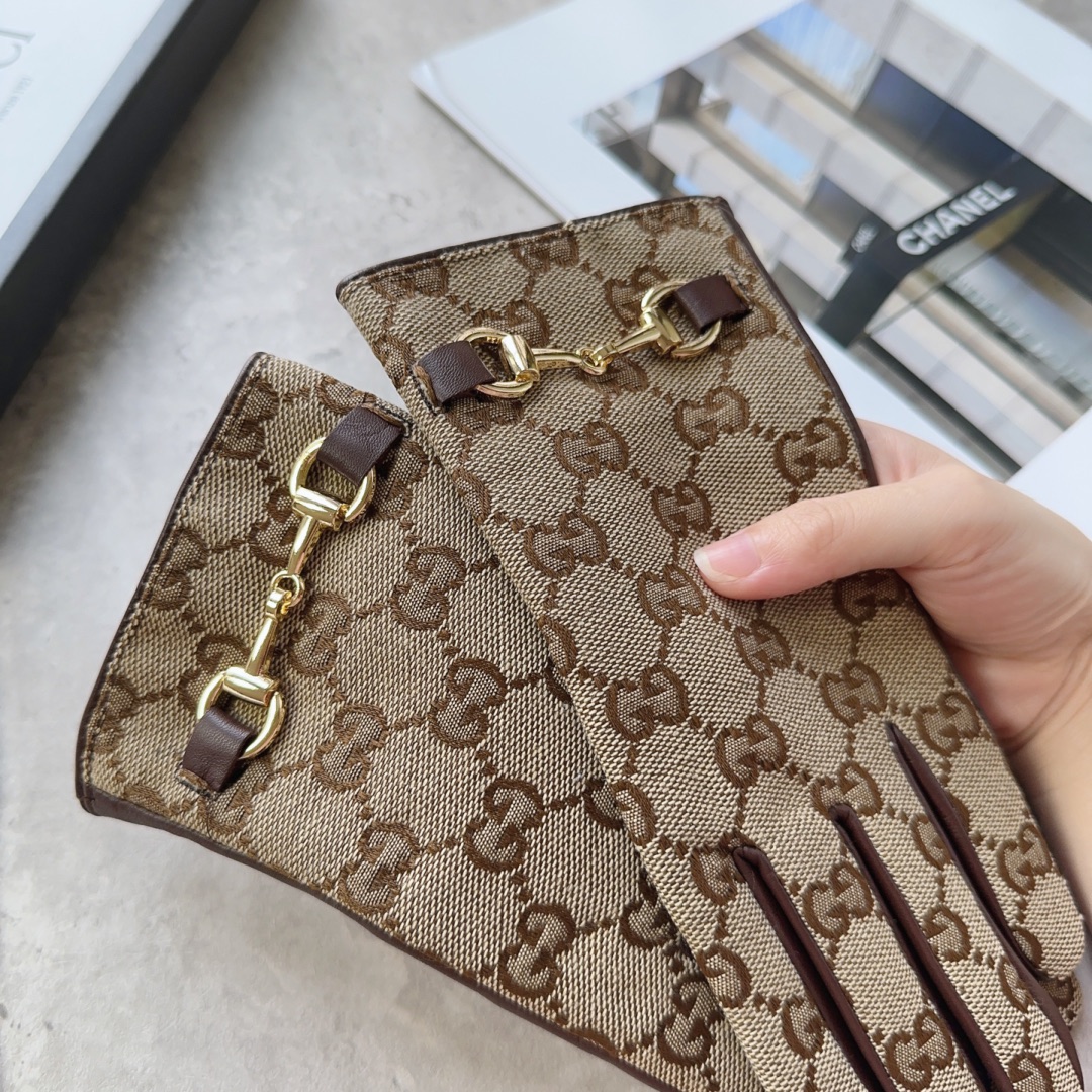 [TOP] GUCCI Ladies New High-end Sheepskin Gloves