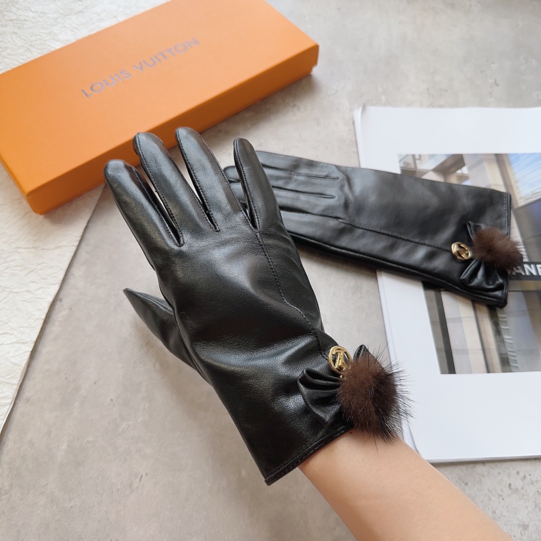 [TOP] Louis Vuitton LV LV Women's Sheepskin Gloves
