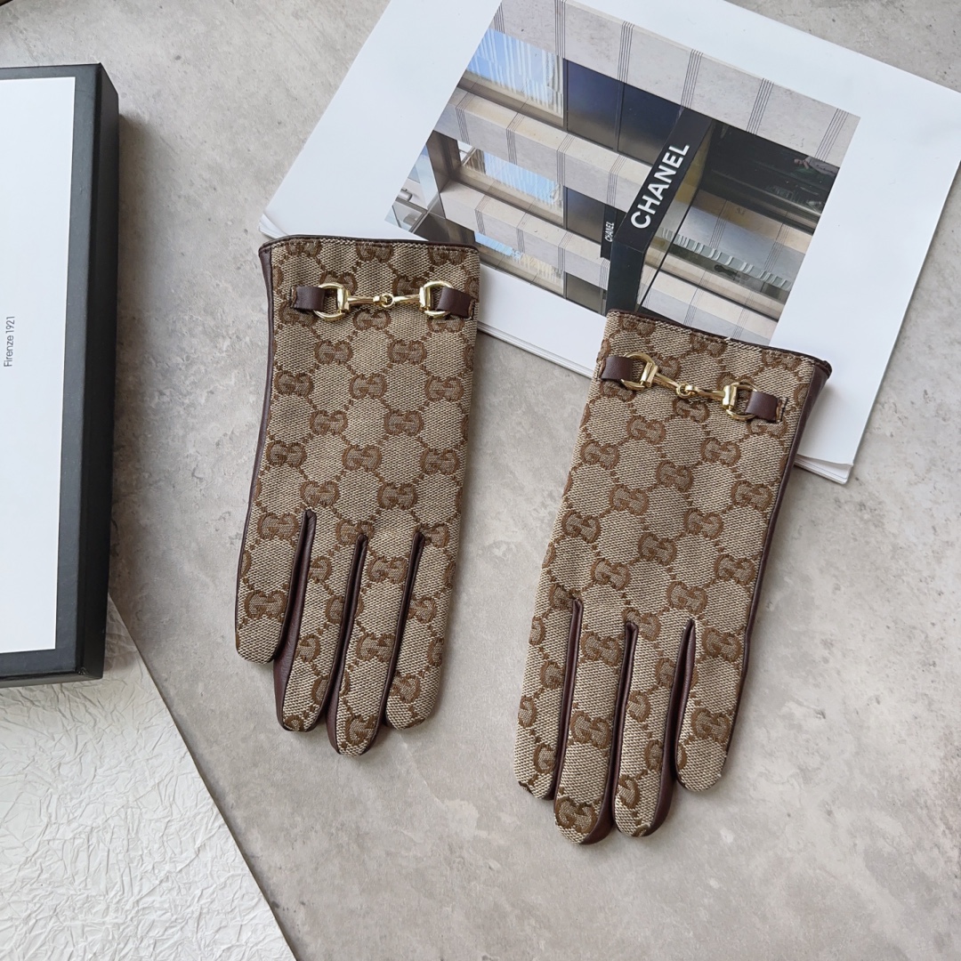 [TOP] GUCCI Ladies New High-end Sheepskin Gloves