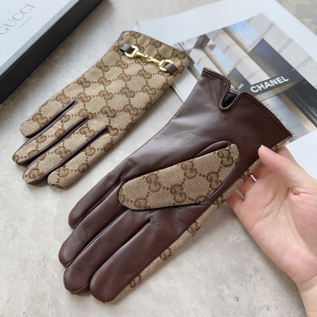 [TOP] GUCCI Ladies New High-end Sheepskin Gloves