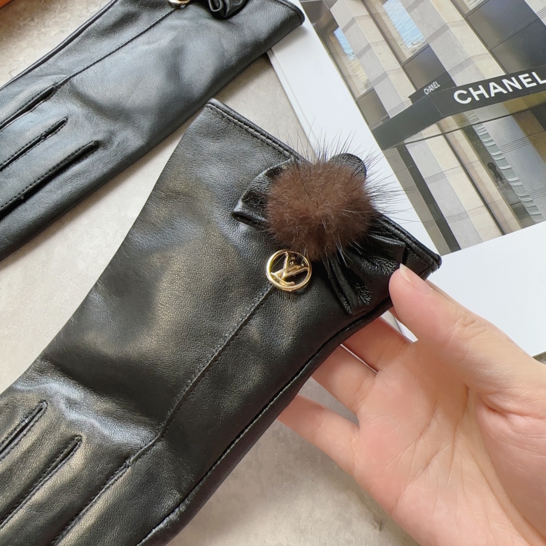 [TOP] Louis Vuitton LV LV Women's Sheepskin Gloves