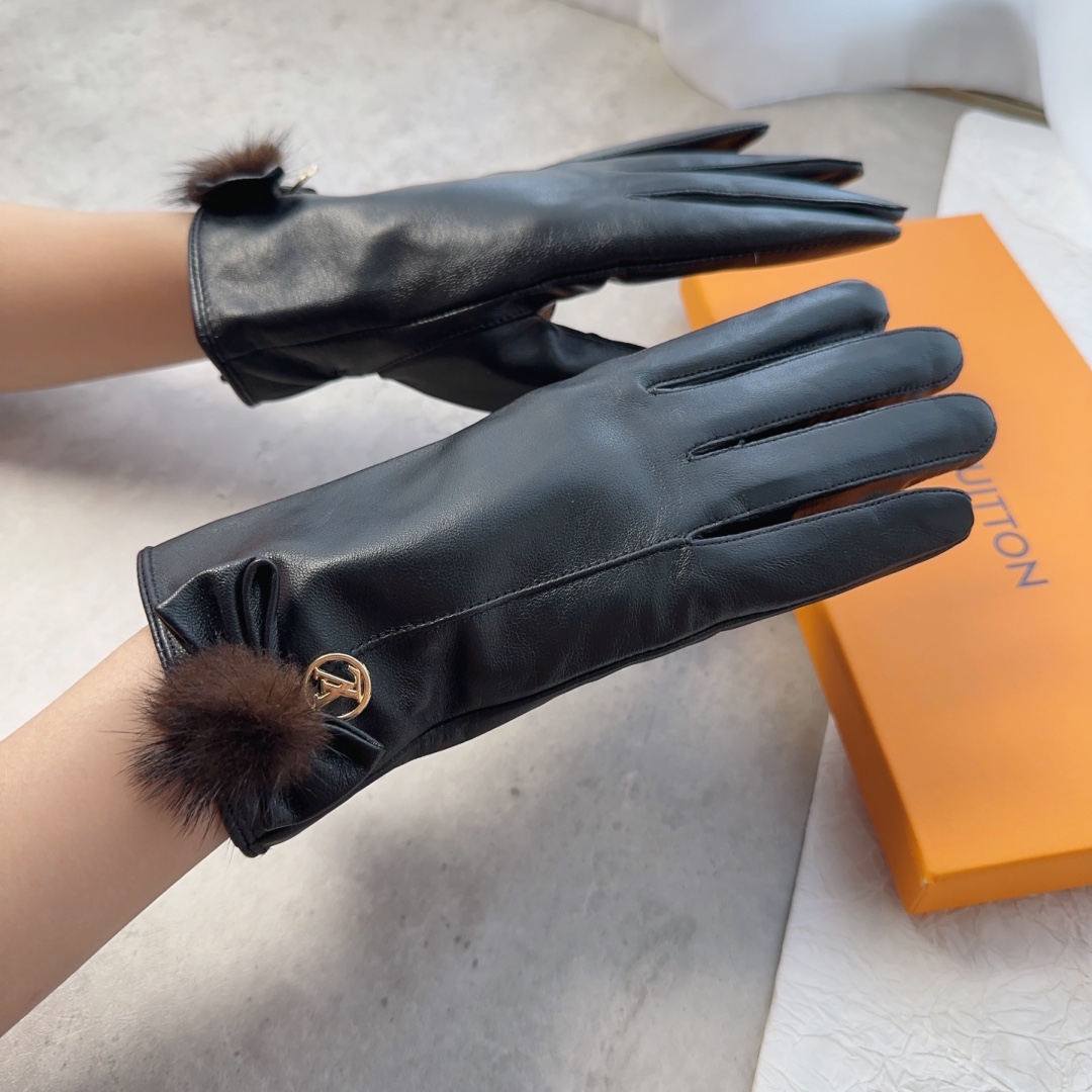 [TOP] Louis Vuitton LV LV Women's Sheepskin Gloves
