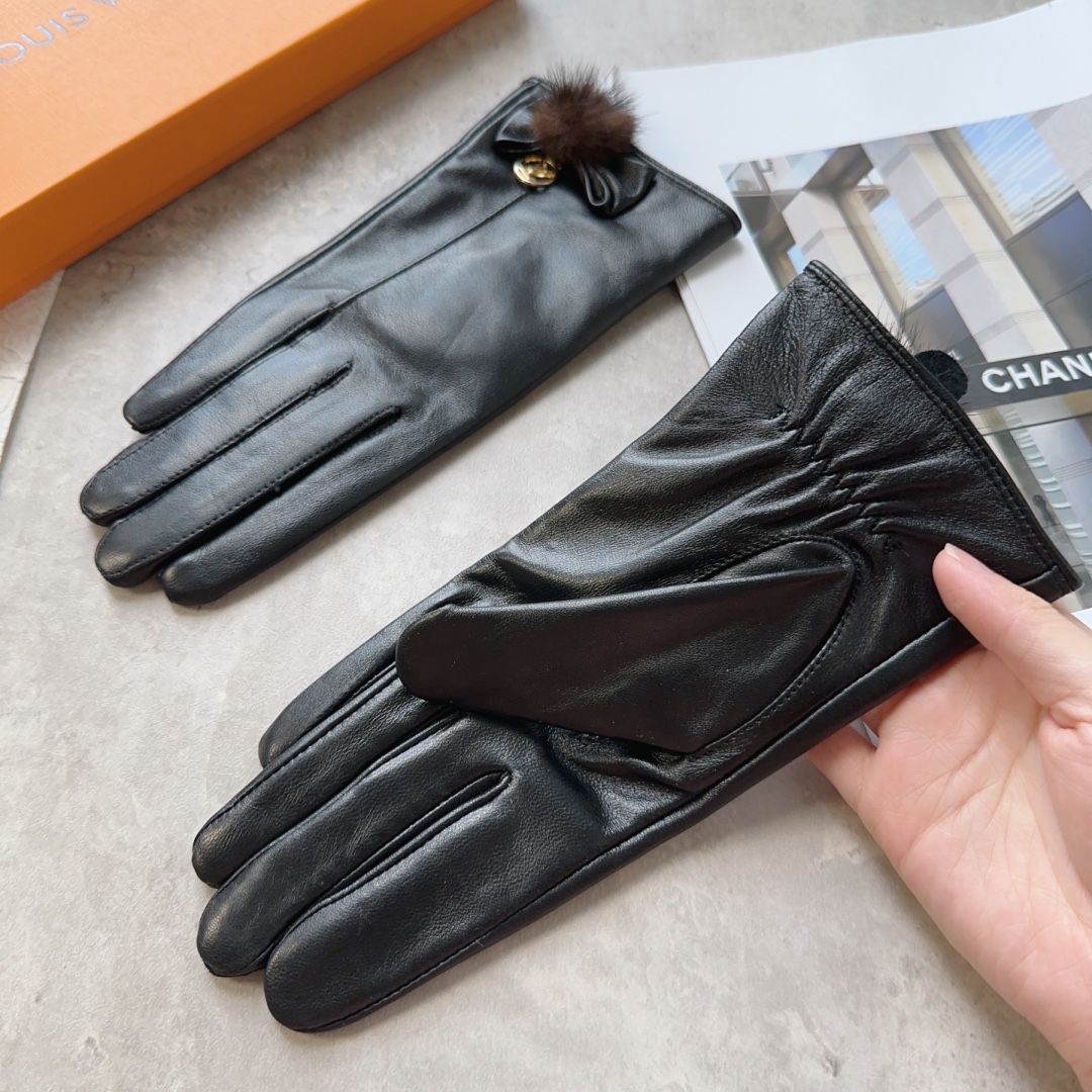 [TOP] Louis Vuitton LV LV Women's Sheepskin Gloves