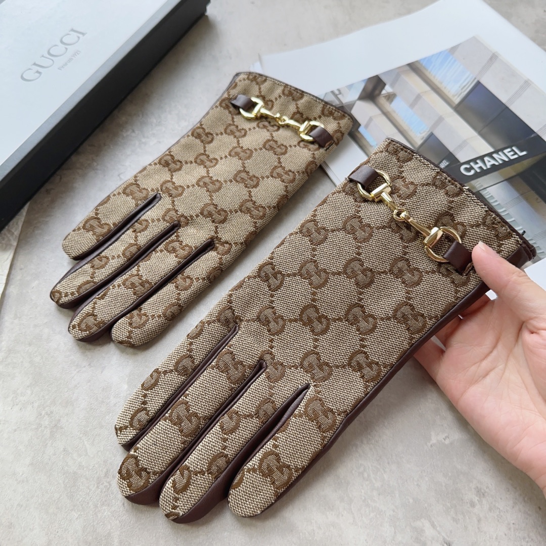 [TOP] GUCCI Ladies New High-end Sheepskin Gloves