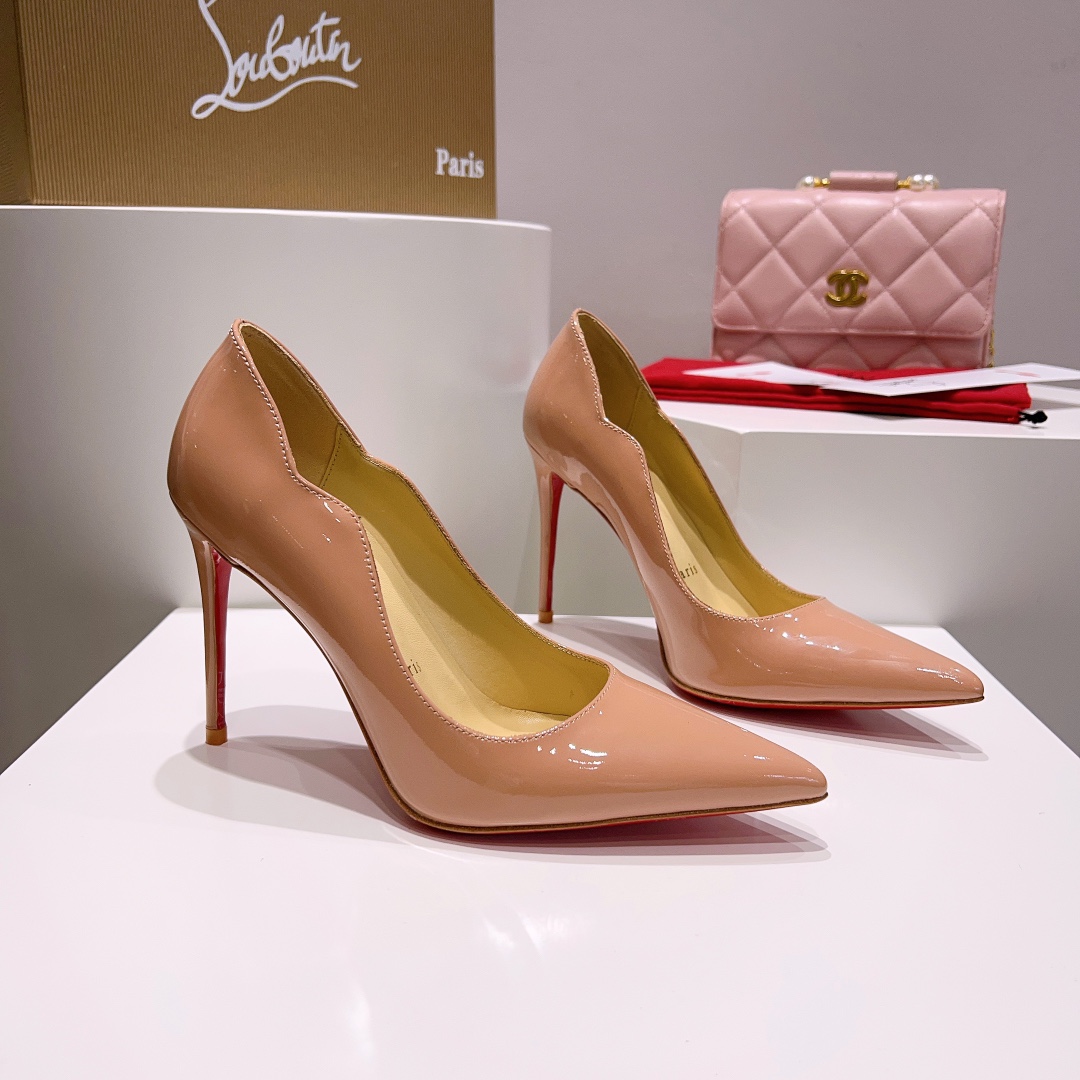 [TOP] Christian Louboutin Classic Patent Leather Wave Pattern High Heels - 7 Colors