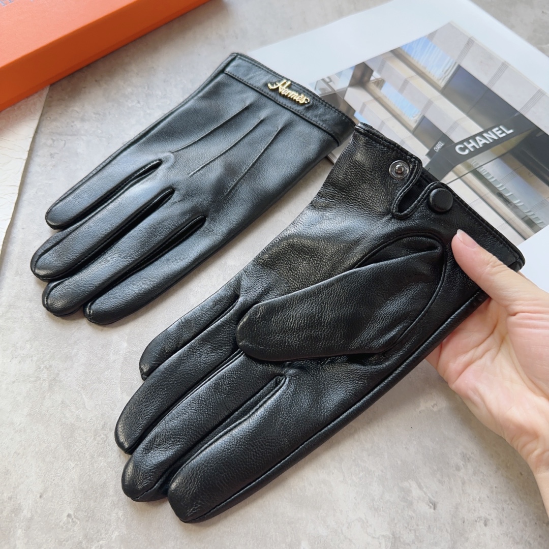[TOP] HERMES Men's New Sheepskin Gloves