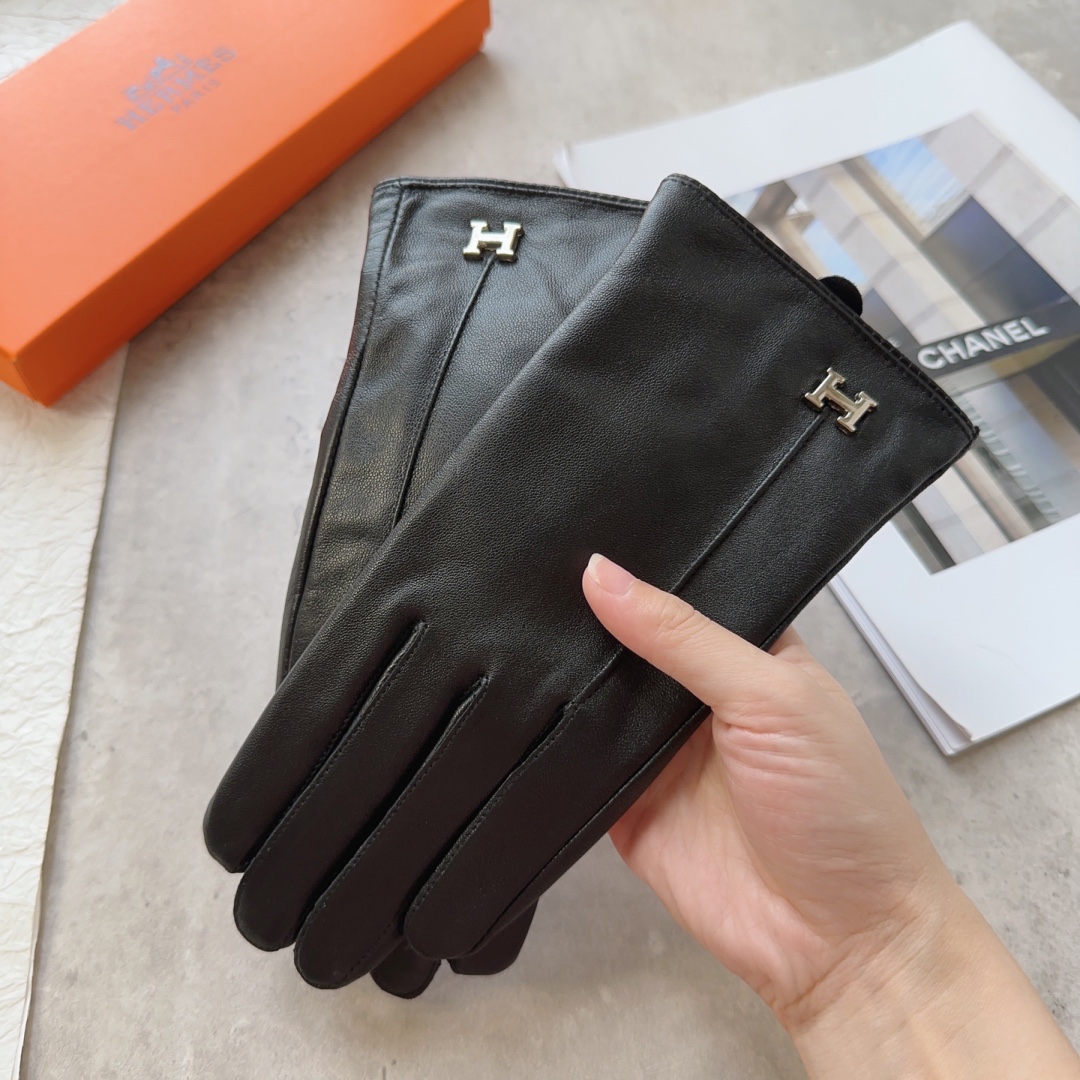 [TOP] HERMES Women's Sheepskin Gloves