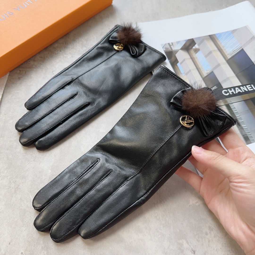 [TOP] Louis Vuitton LV LV Women's Sheepskin Gloves