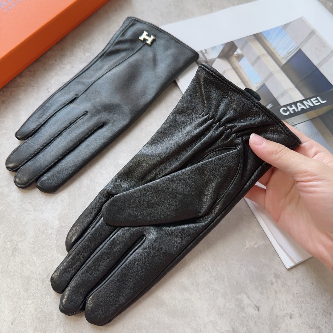 [TOP] HERMES Women's Sheepskin Gloves