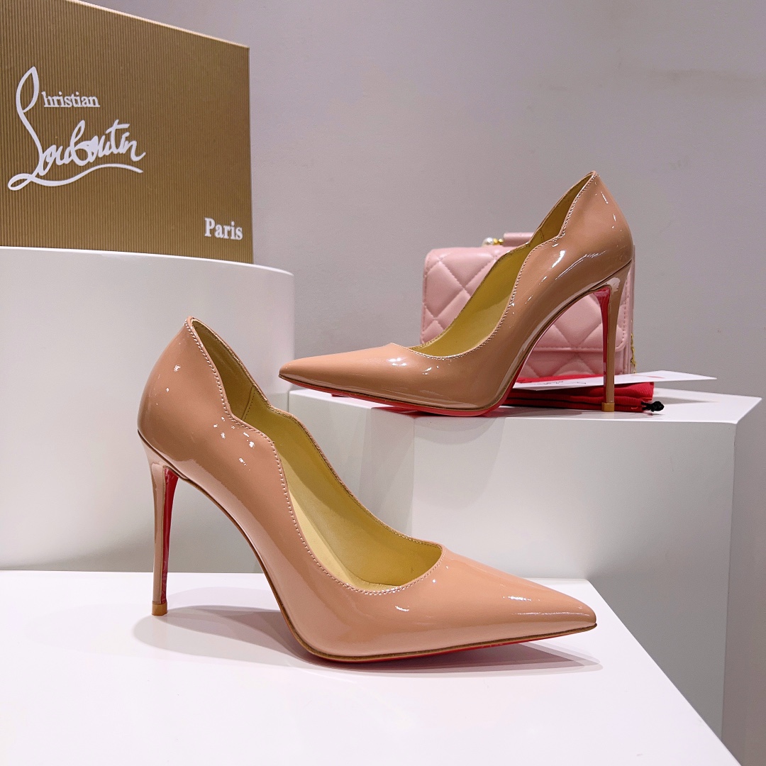 [TOP] Christian Louboutin Classic Patent Leather Wave Pattern High Heels - 7 Colors