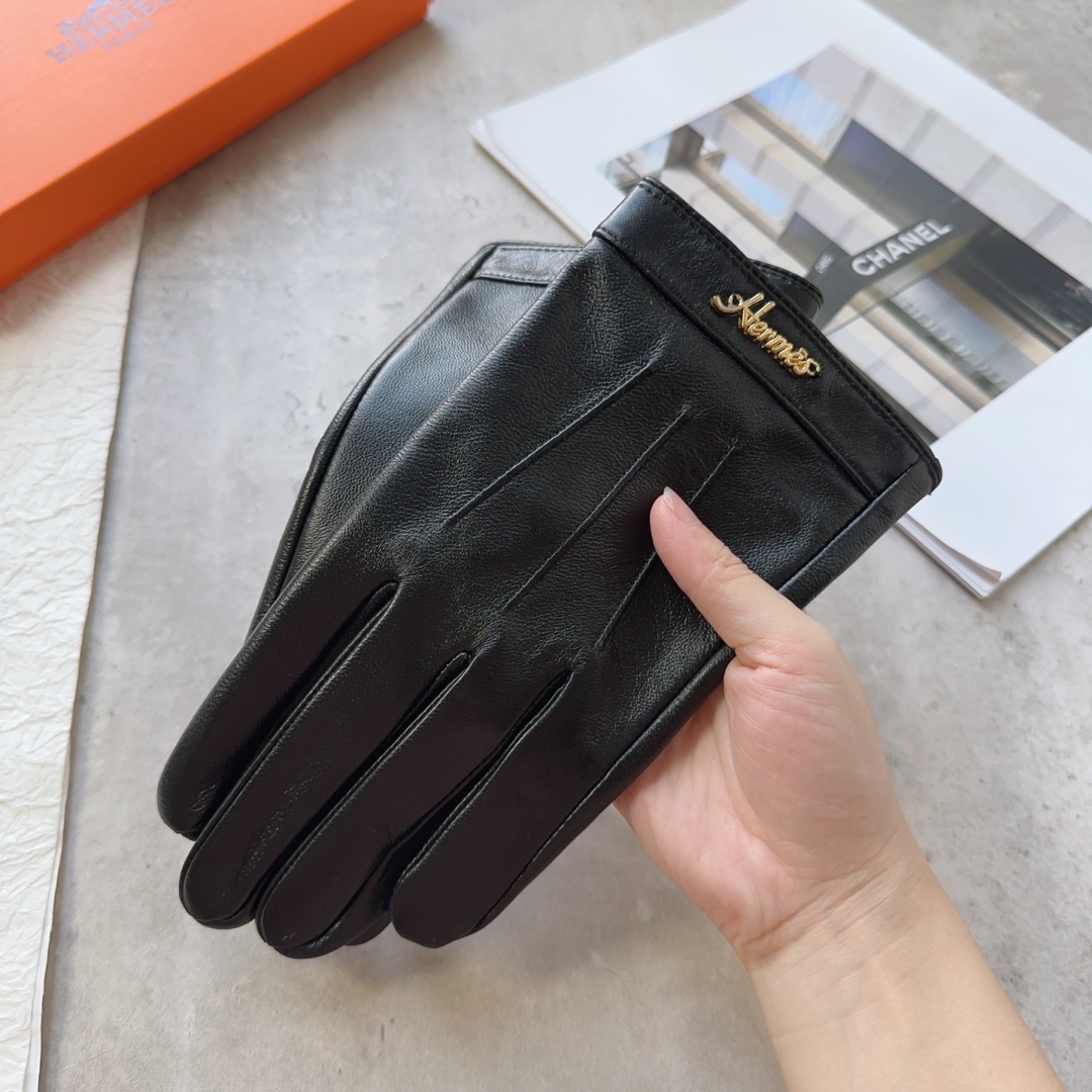 [TOP] HERMES Men's New Sheepskin Gloves