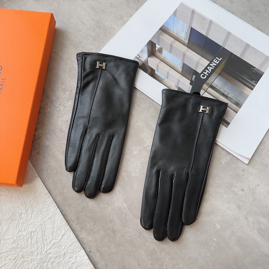 [TOP] HERMES Women's Sheepskin Gloves