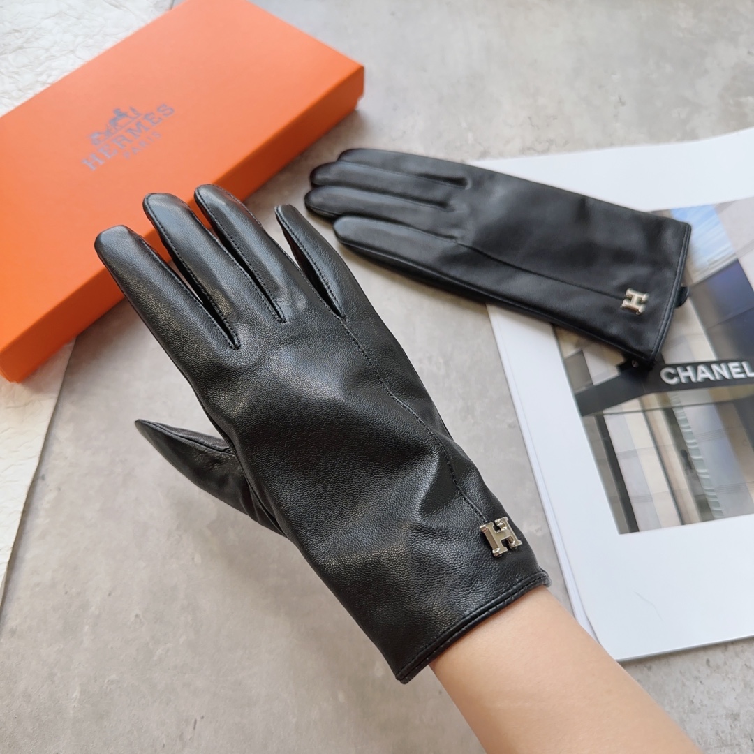 [TOP] HERMES Women's Sheepskin Gloves