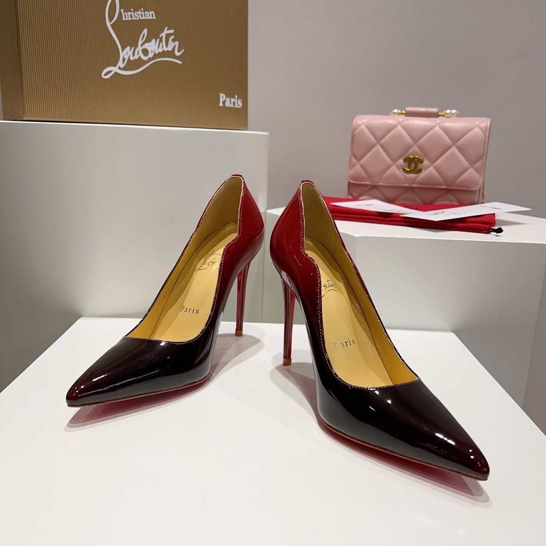 [TOP] Christian Louboutin Classic Patent Leather Wave Pattern High Heels - 7 Colors