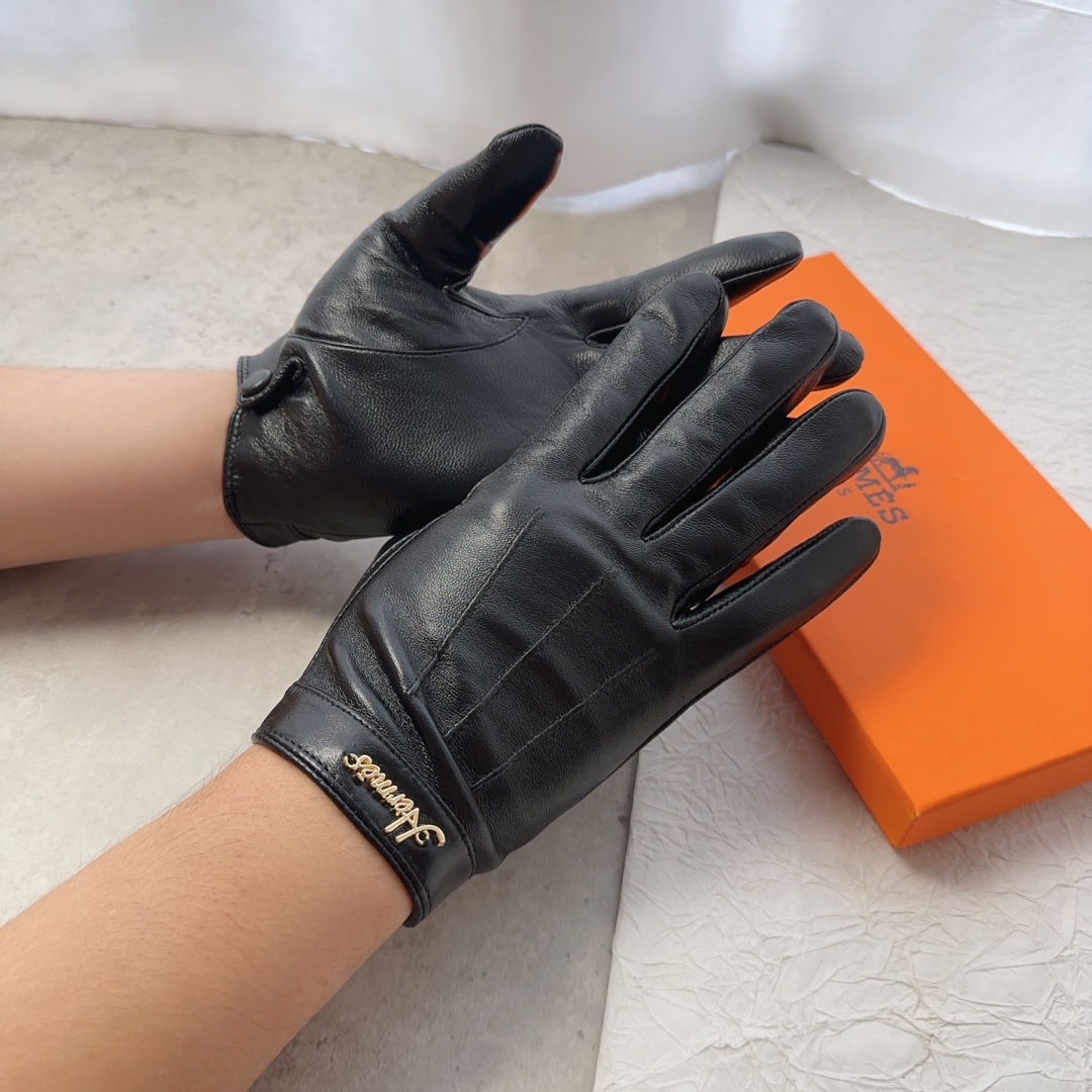 [TOP] HERMES Men's New Sheepskin Gloves