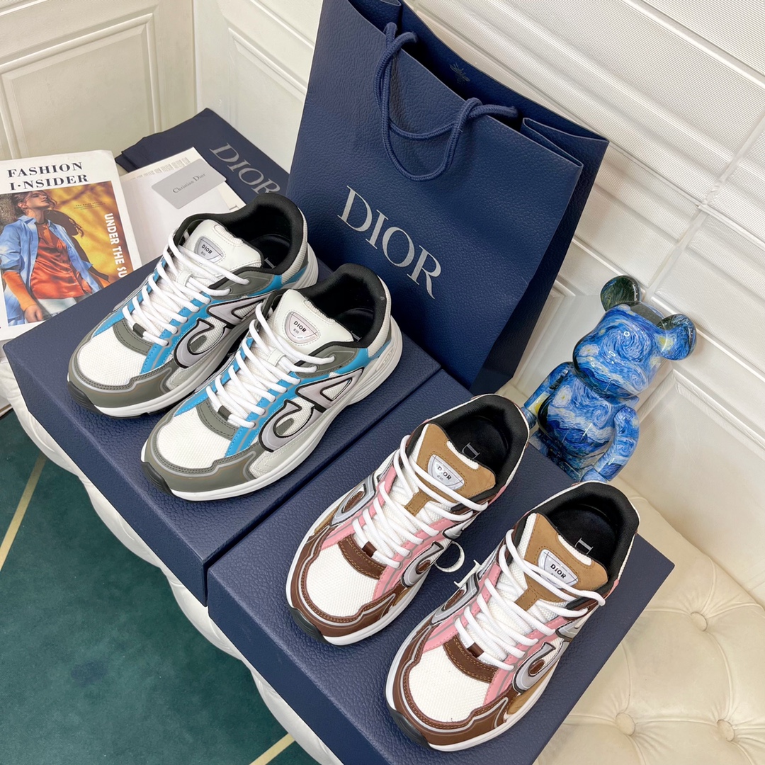 [TOP] Christian Dior Leather Fabric Breathable Mesh Sports Shoes - Two Colors