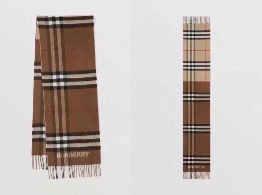 [TOP] BURBERRY Cashmere Plaid Scarf 30 x 180 cm - 2 Colors