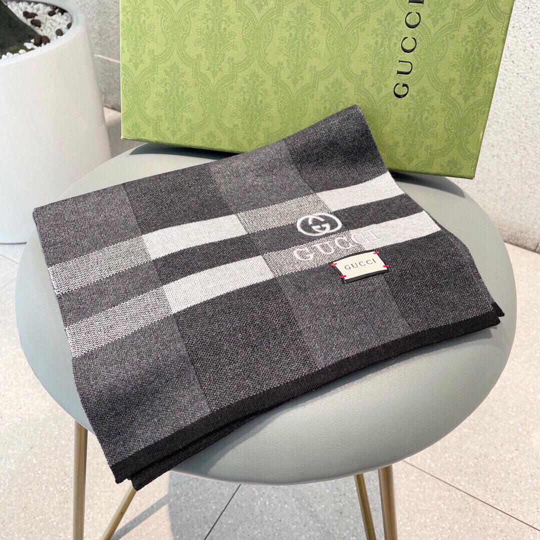 [TOP] GUCCI Cashmere Scarf 32 x 180 cm - 2 Colors
