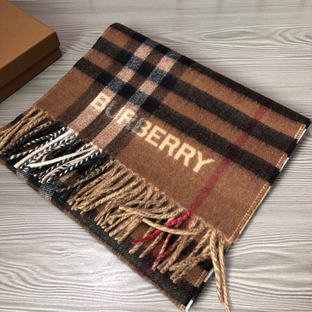 [TOP] BURBERRY Cashmere Plaid Scarf 30 x 180 cm - 2 Colors