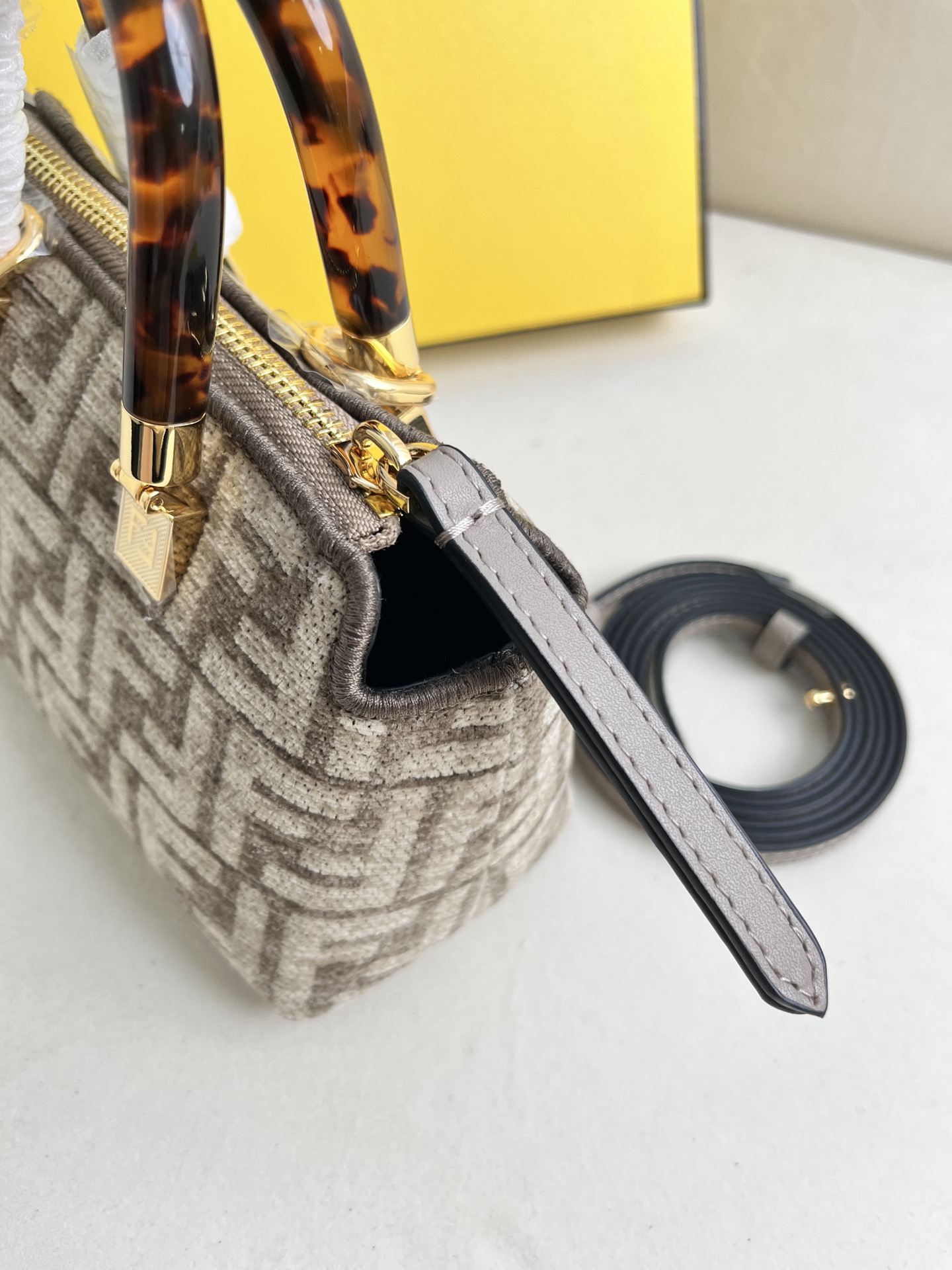 [TOP] FENDI By The Way Mini Bag Boston Bag In Brocade Fabric Bag - Gray