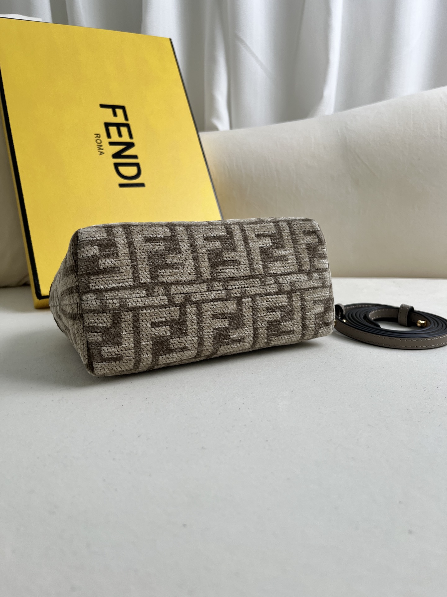 [TOP] FENDI By The Way Mini Bag Boston Bag In Brocade Fabric Bag - Gray