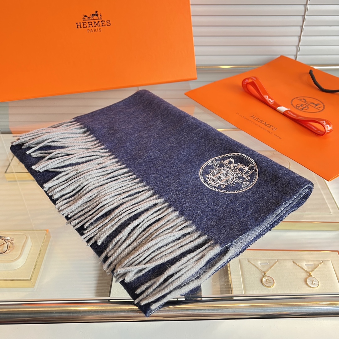 [TOP] HERMES Cashmere Scarf 32 x 180 cm - 3 Colors