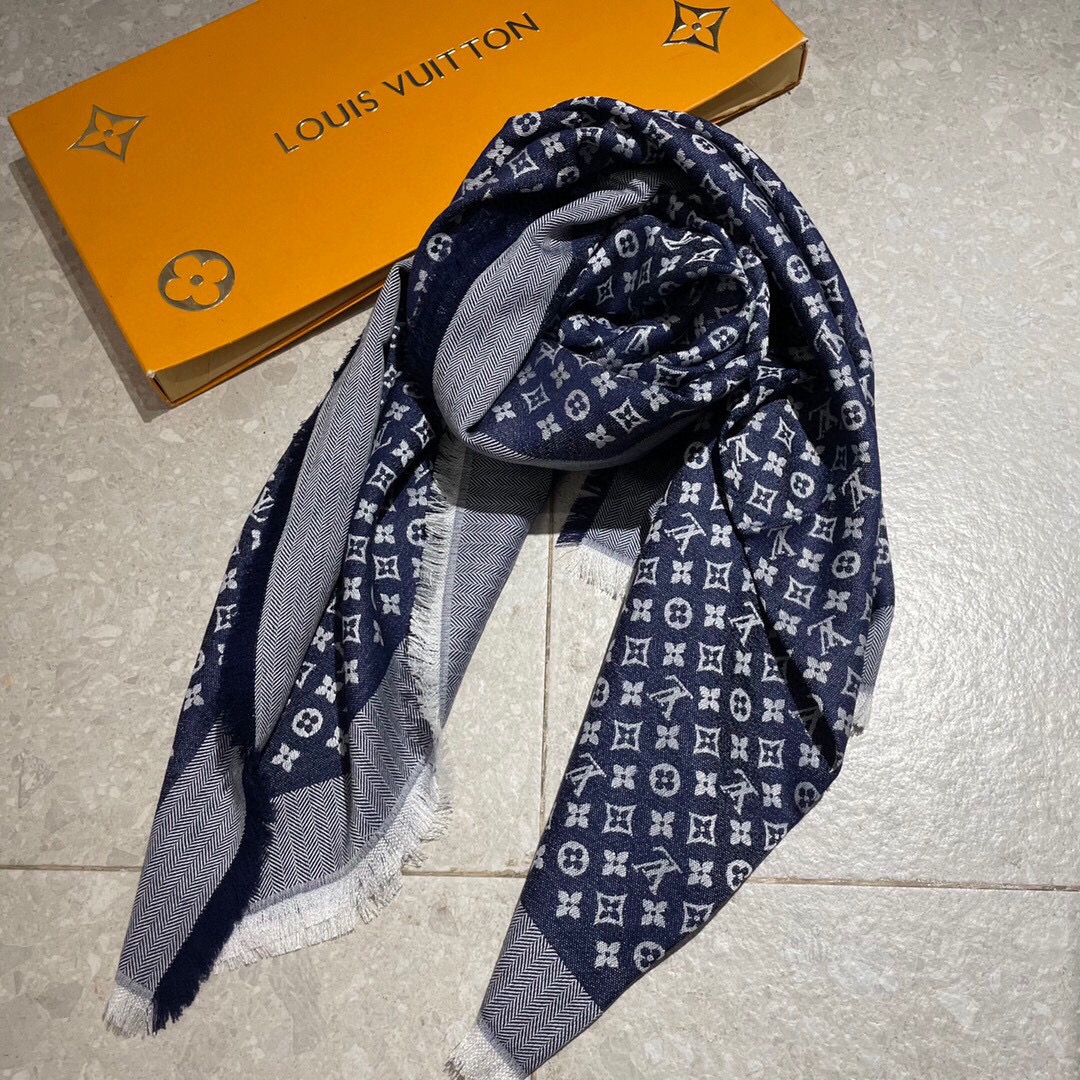 [TOP] Louis Vuitton LV Monogram Cashmere Scarf 120 x 120 cm - 4 Colors - 711 Luxury
