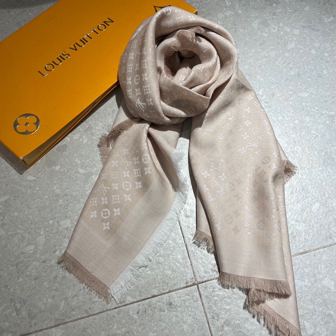 [TOP] Louis Vuitton LV Monogram Cashmere Scarf 120 x 120 cm - 4 Colors - 711 Luxury