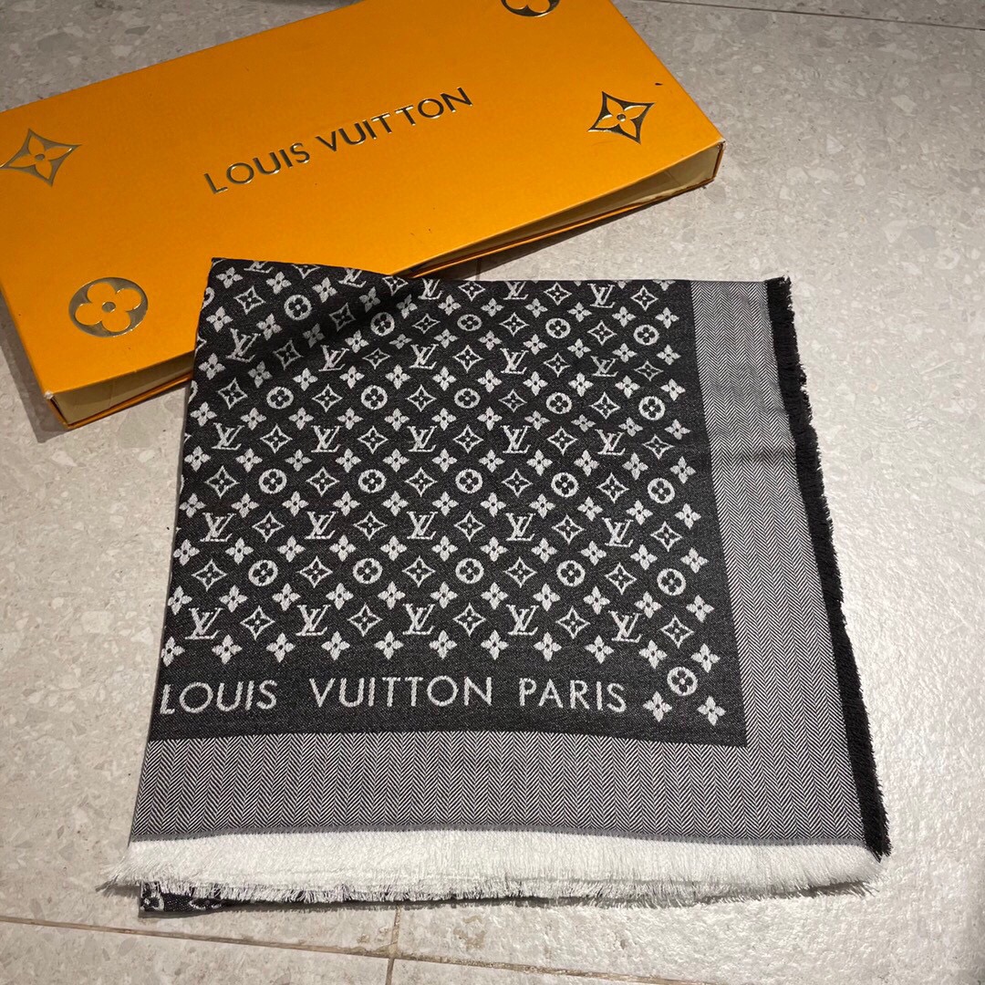 [TOP] Louis Vuitton LV Monogram Cashmere Scarf 120 x 120 cm - 4 Colors - 711 Luxury