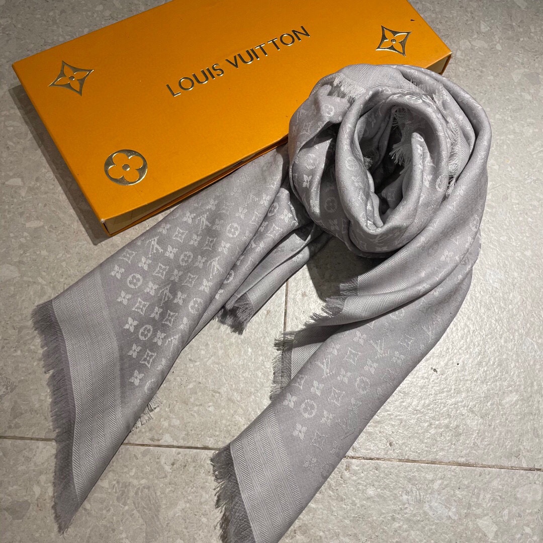 [TOP] Louis Vuitton LV Monogram Cashmere Scarf 120 x 120 cm - 4 Colors - 711 Luxury