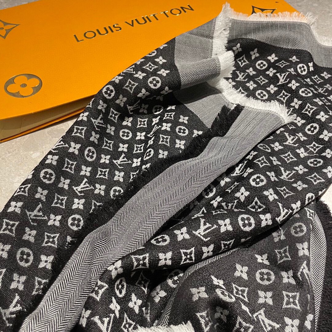 [TOP] Louis Vuitton LV Monogram Cashmere Scarf 120 x 120 cm - 4 Colors - 711 Luxury