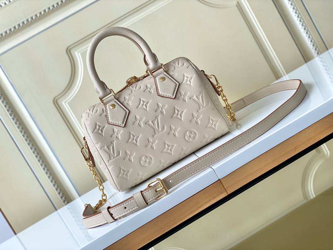 [TOP] Louis Vuitton LV Speedy Bandouliere  20 Handbag 20.5 x 13.5 x 12 cm - White