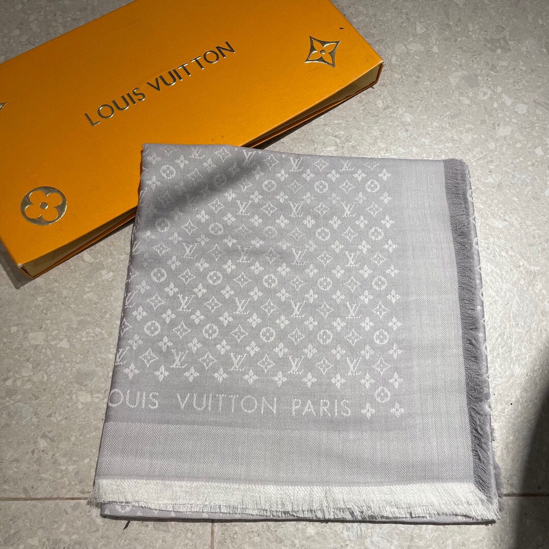 [TOP] Louis Vuitton LV Monogram Cashmere Scarf 120 x 120 cm - 4 Colors - 711 Luxury