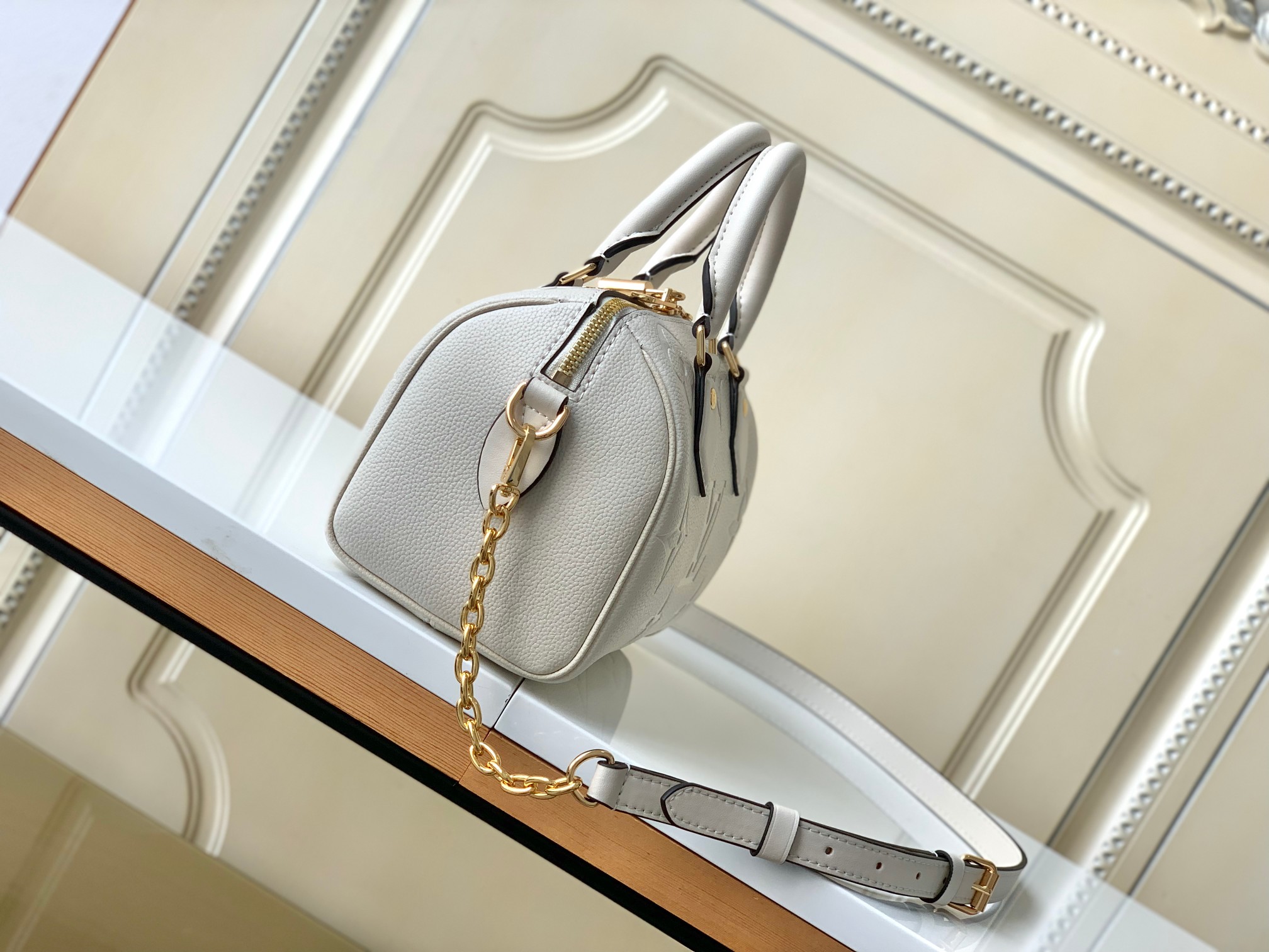 [TOP] Louis Vuitton LV Speedy Bandouliere 20 Handbag 20.5x13.5x12cm- Beige