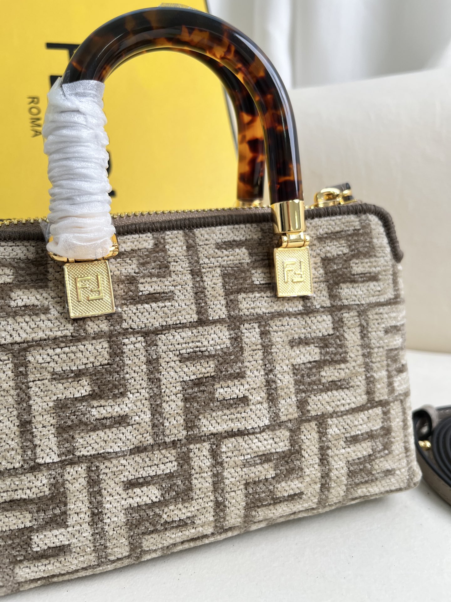 [TOP] FENDI By The Way Mini Bag Boston Bag In Brocade Fabric Bag - Gray