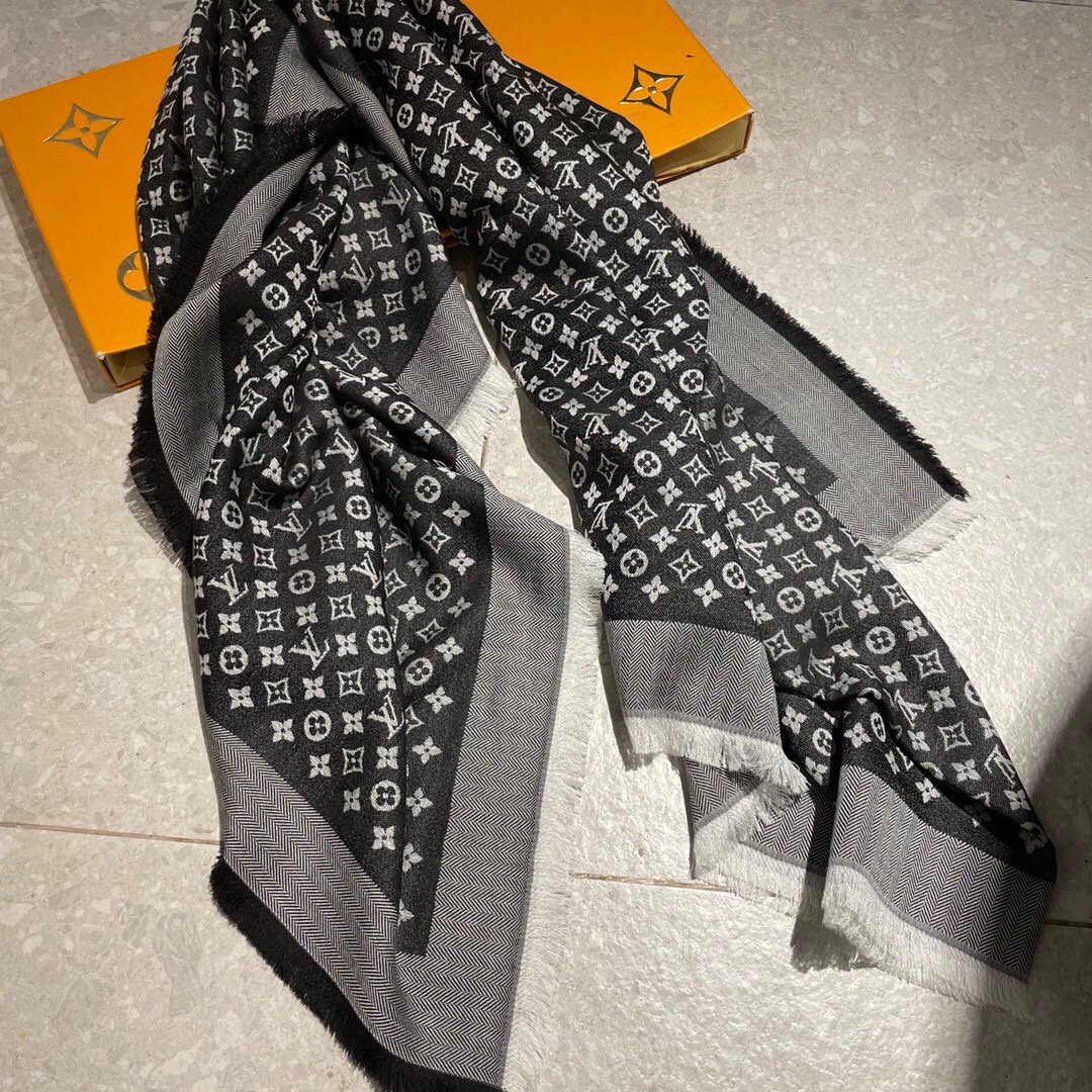 [TOP] Louis Vuitton LV Monogram Cashmere Scarf 120 x 120 cm - 4 Colors - 711 Luxury