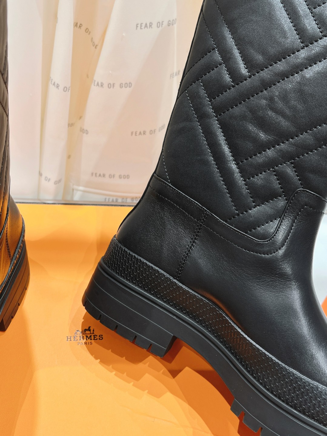 [TOP] HERMES Autumn And Winter H Family Classic Series Thick Bottom Boots - Black