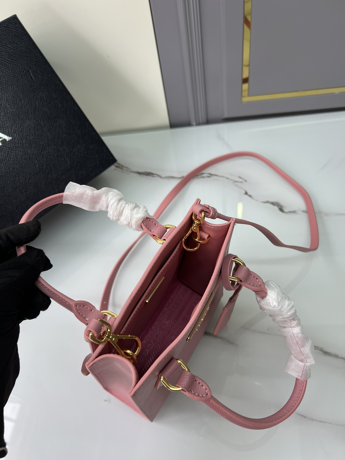 [TOP] PRADA Galleria Mini Saffiano Cross Grain Cowhide Bag 17x19.5x6.5cm - Four Bags