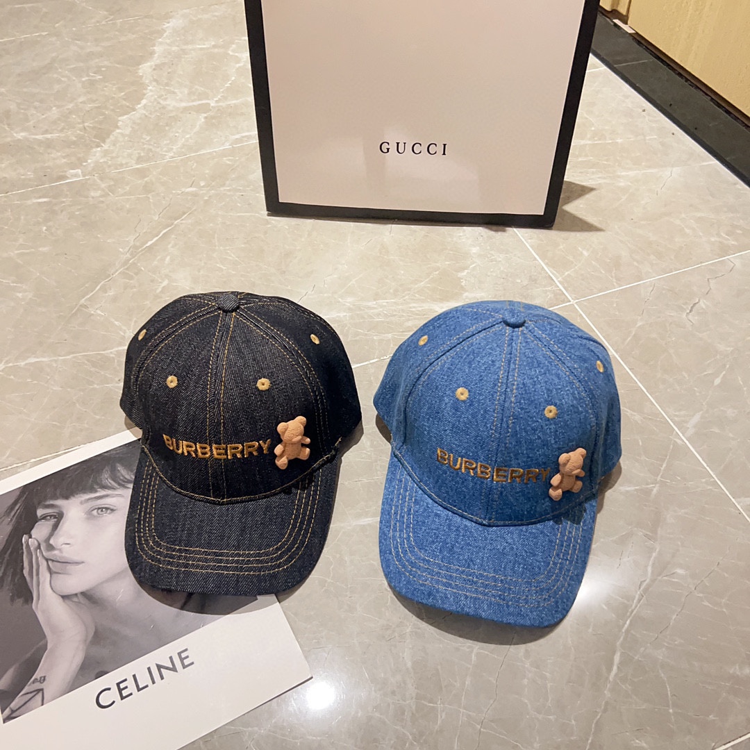 [TOP] BURBERRY Embroidered Baseball Cap - Two Colors