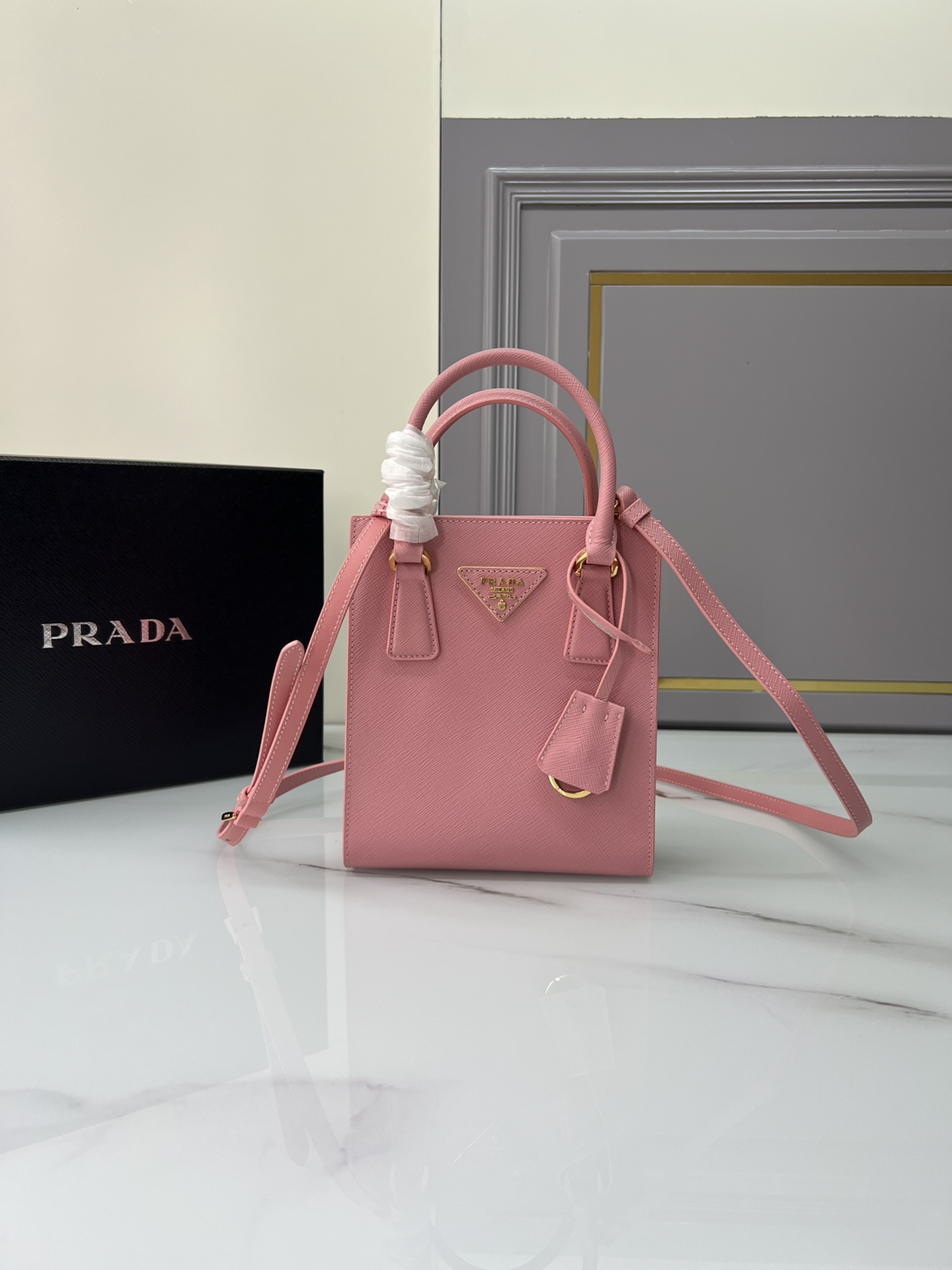 [TOP] PRADA Galleria Mini Saffiano Cross Grain Cowhide Bag 17x19.5x6.5cm - Four Bags