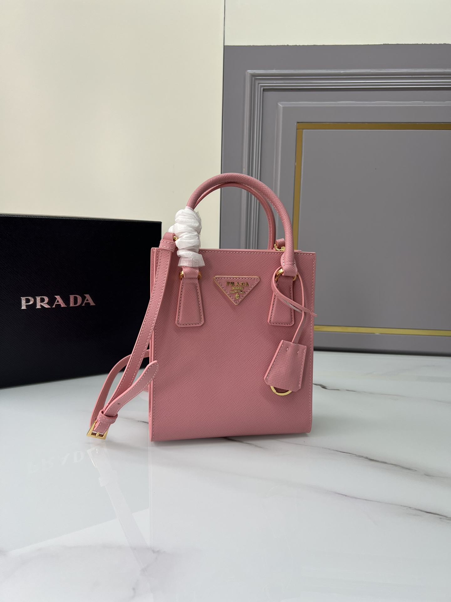 [TOP] PRADA Galleria Mini Saffiano Cross Grain Cowhide Bag 17x19.5x6.5cm - Four Bags