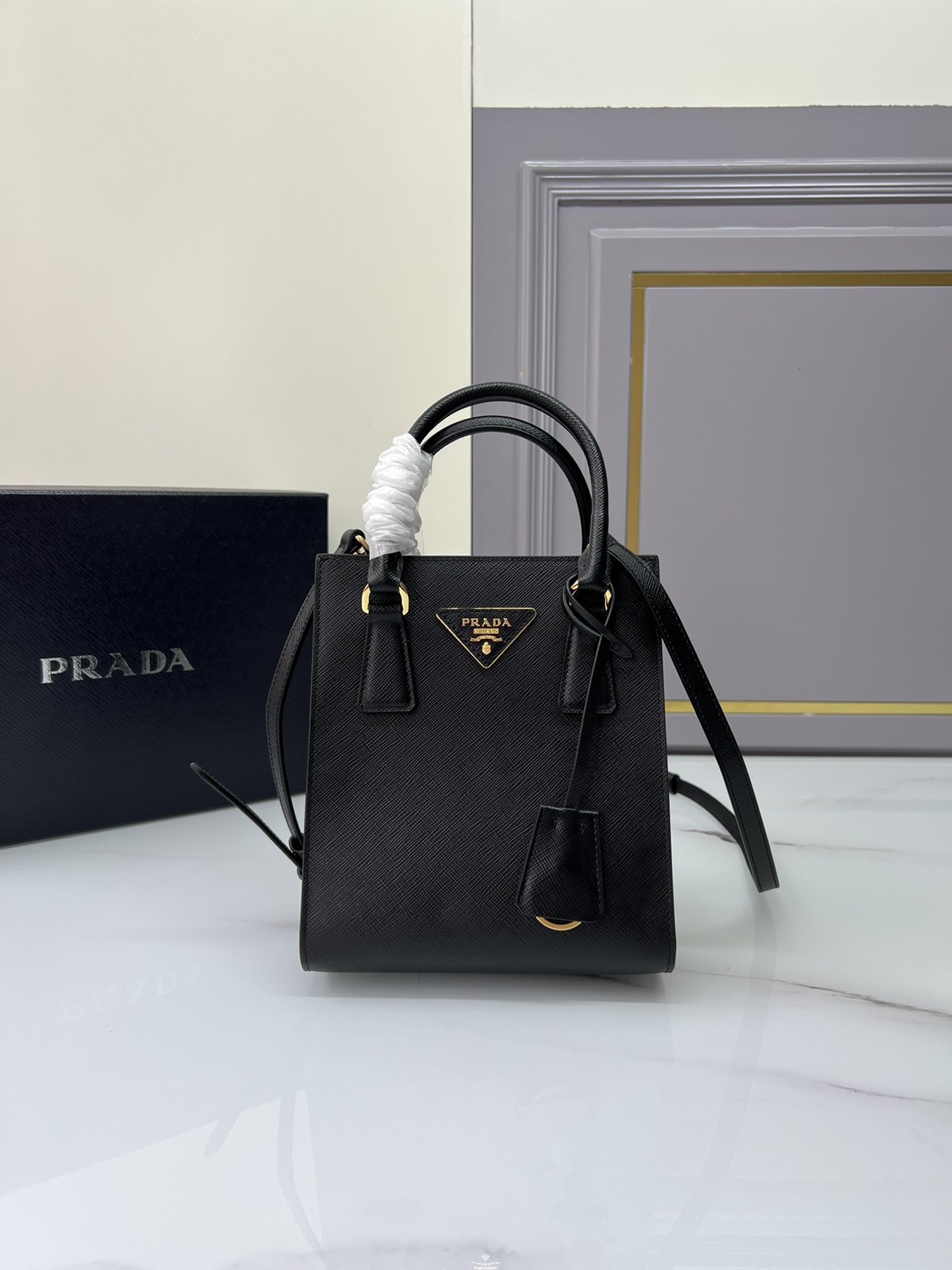[TOP] PRADA Galleria Mini Saffiano Cross Grain Cowhide Bag 17x19.5x6.5cm - Four Bags