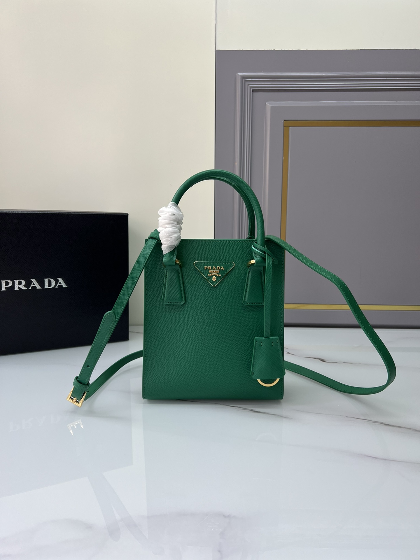 [TOP] PRADA Galleria Mini Saffiano Cross Grain Cowhide Bag 17x19.5x6.5cm - Four Bags