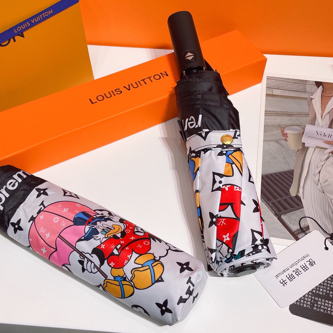 [TOP] Louis Vuitton LV Monogram Donald Duck Print Umbrella - 2 Colors