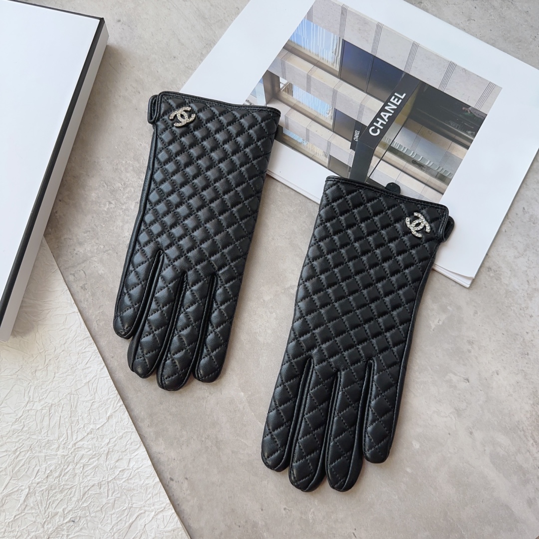 [TOP] CHANEL  New Women's Gloves First Grade Sheepskin - Black